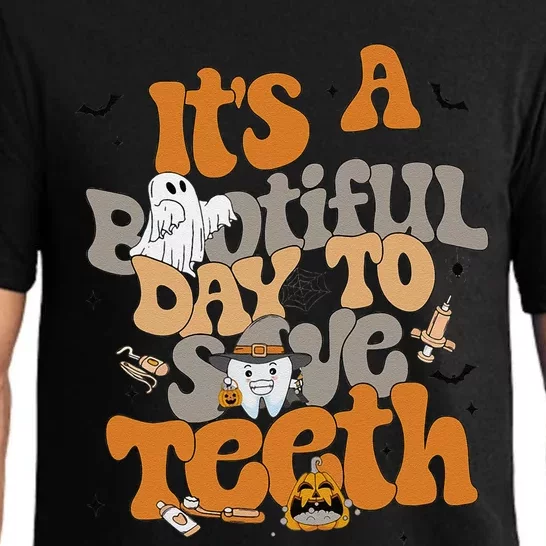 Women Retro Bootiful Day To Save Teeth Dental Halloween Pajama Set