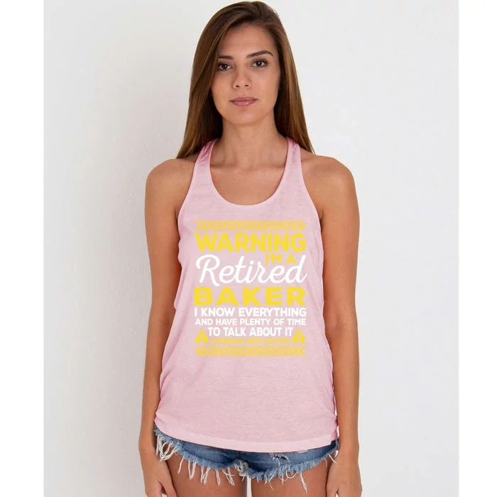 Warning Retired Baker Funny Baking Humor Pastry Chef Gift Women's Knotted Racerback Tank