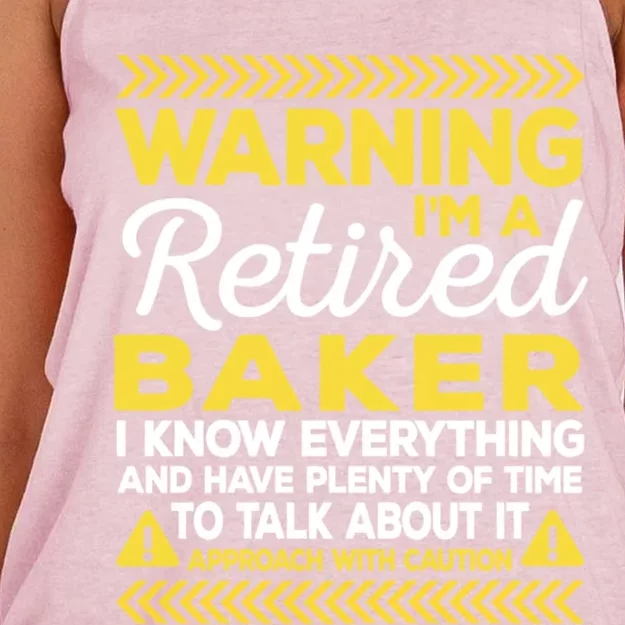 Warning Retired Baker Funny Baking Humor Pastry Chef Gift Women's Knotted Racerback Tank