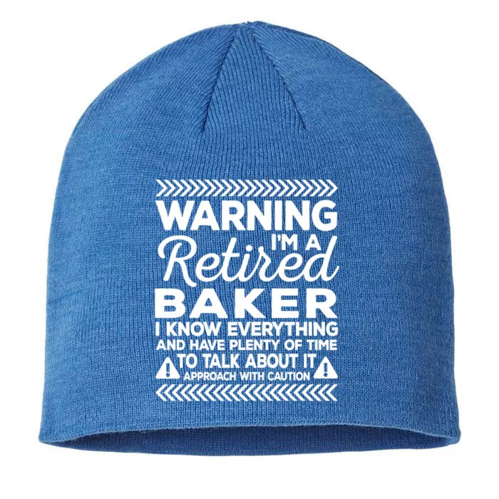 Warning Retired Baker Funny Baking Humor Pastry Chef Gift 8 1/2in Sustainable Knit Beanie