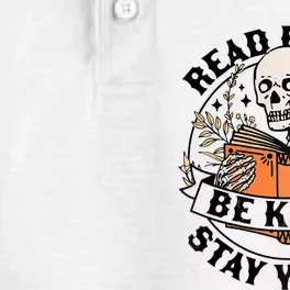 Womens Read Books Be Kind Stay Weird Skeleton Reading Book Bookish Dry Zone Grid Performance Polo