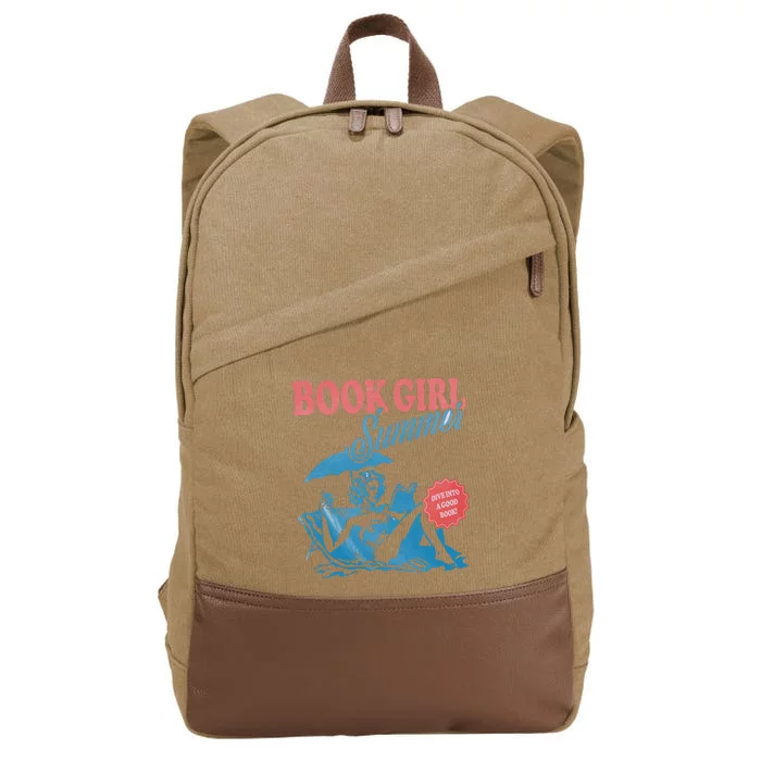 Women Retro Book Girl Summer Bookish Vacation Funny Reader Cotton Canvas Backpack