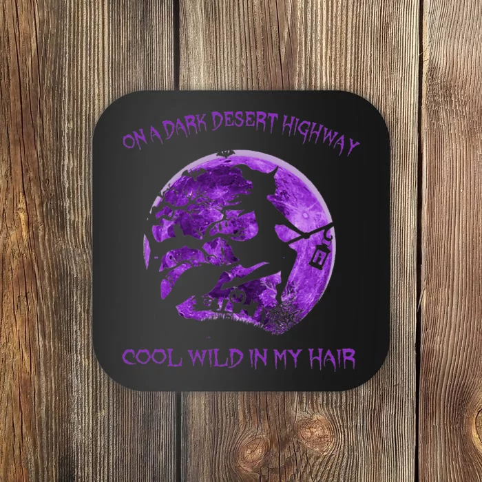 Witch Riding Brooms On A Dark Desert Highways Halloween Coaster