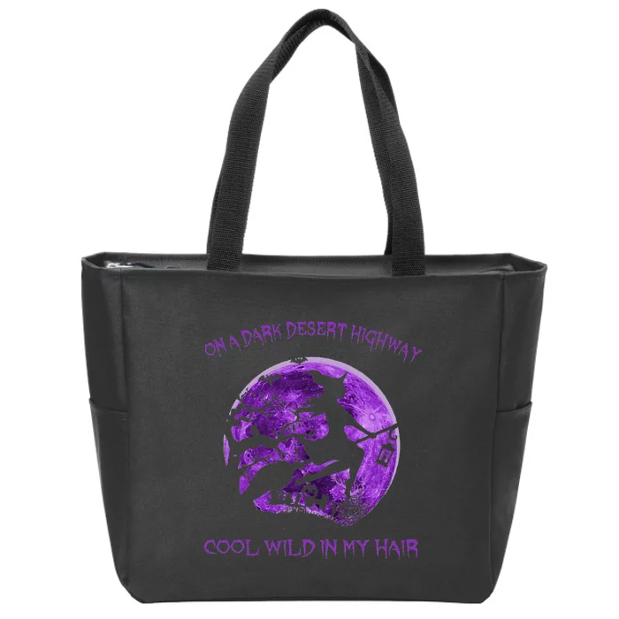 Witch Riding Brooms On A Dark Desert Highways Halloween Zip Tote Bag