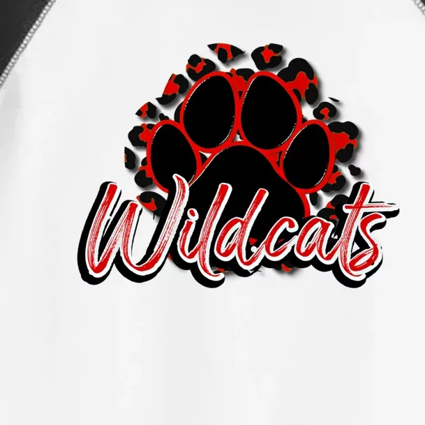 Wildcats Red Black Cheetah School Sports Fan Team Spirit Cool Gift Toddler Fine Jersey T-Shirt