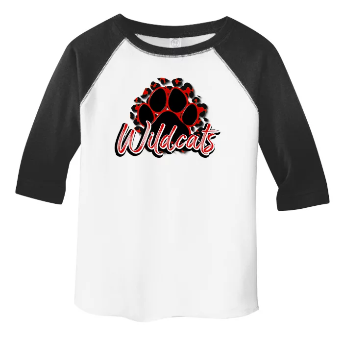 Wildcats Red Black Cheetah School Sports Fan Team Spirit Cool Gift Toddler Fine Jersey T-Shirt