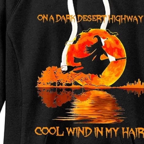 Witch Riding Brooms On A Dark Desert Highways Halloween Women's Fleece Hoodie