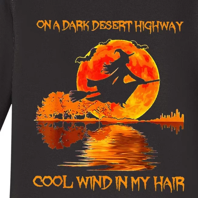 Witch Riding Brooms On A Dark Desert Highways Halloween Baby Long Sleeve Bodysuit