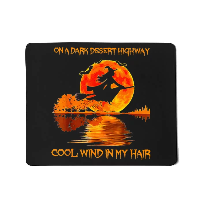 Witch Riding Brooms On A Dark Desert Highways Halloween Mousepad