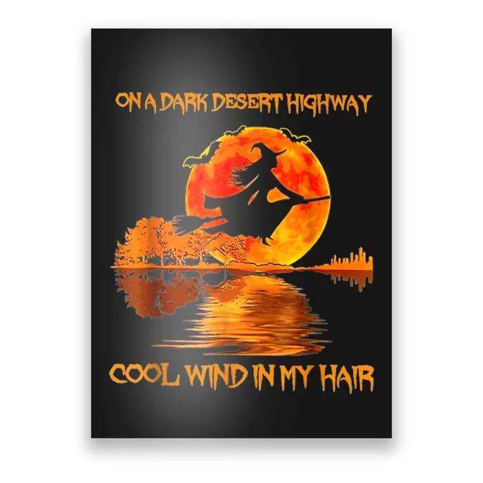 Witch Riding Brooms On A Dark Desert Highways Halloween Poster