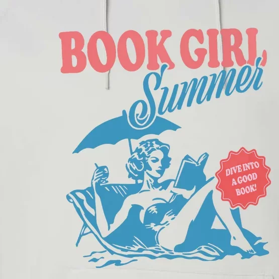 Women Retro Book Girl Summer Bookish Vacation Funny Reader Performance Fleece Hoodie