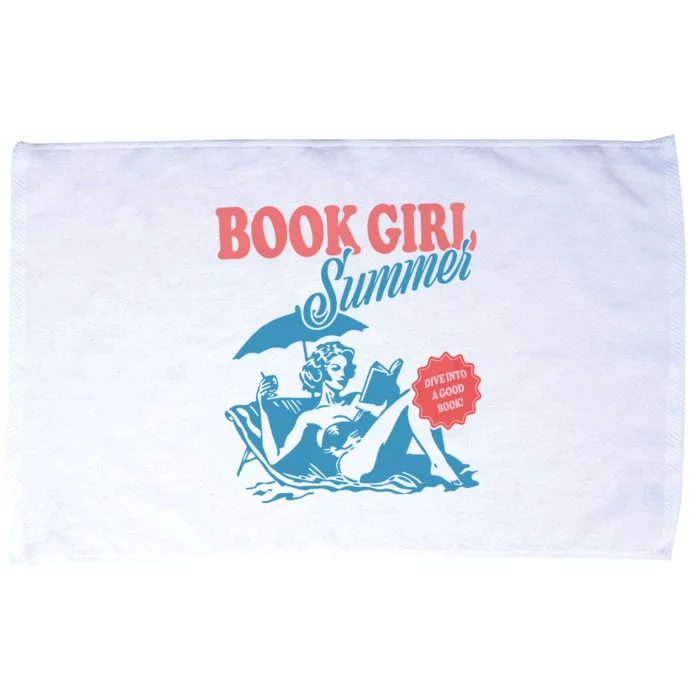 Women Retro Book Girl Summer Bookish Vacation Funny Reader Microfiber Hand Towel