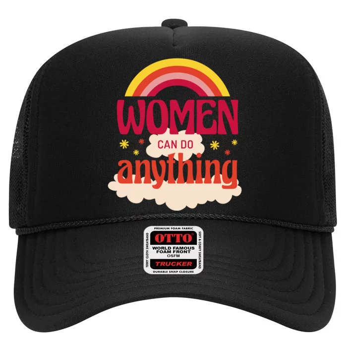 Women's Rights Can Do Anything Feminist High Crown Mesh Trucker Hat