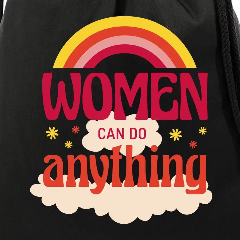 Women's Rights Can Do Anything Feminist Drawstring Bag