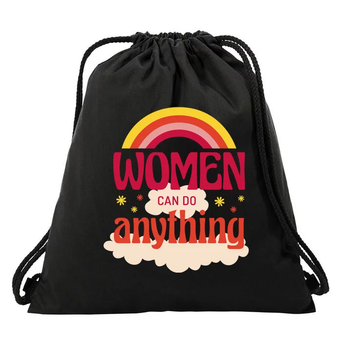 Women's Rights Can Do Anything Feminist Drawstring Bag