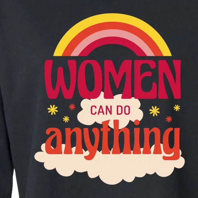 Women's Rights Can Do Anything Feminist Cropped Pullover Crew