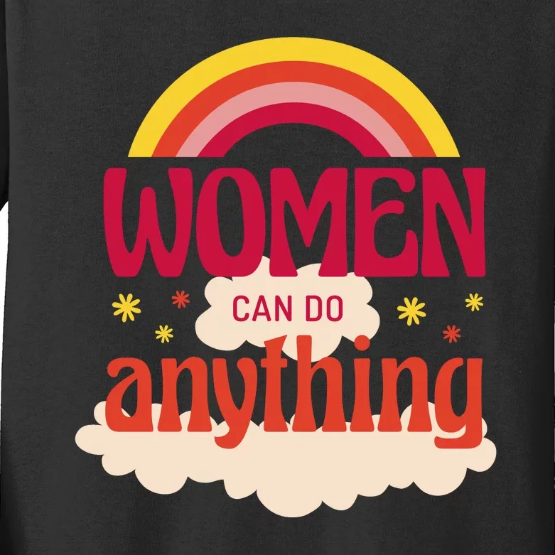 Women's Rights Can Do Anything Feminist Kids Long Sleeve Shirt