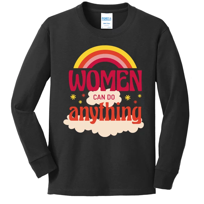 Women's Rights Can Do Anything Feminist Kids Long Sleeve Shirt