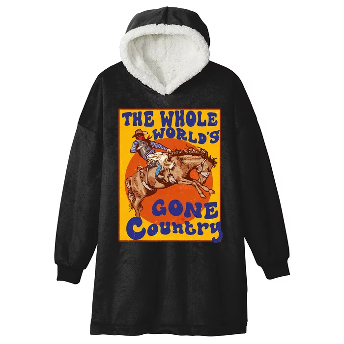 Western Rodeo Cowboy Horse Gone Country Hooded Wearable Blanket