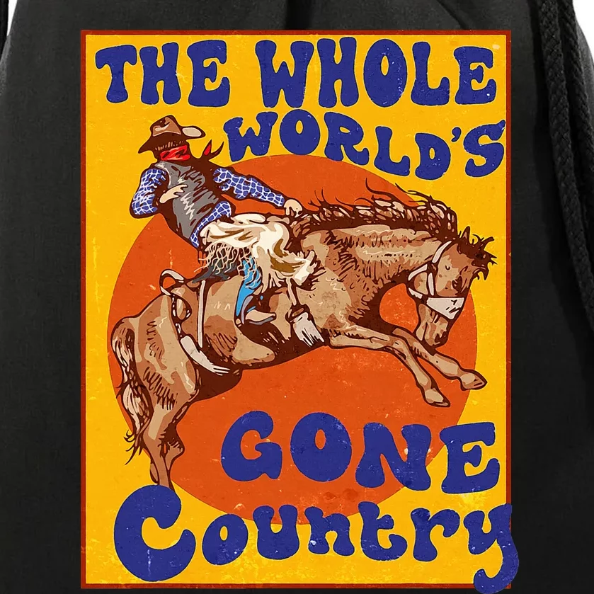 Western Rodeo Cowboy Horse Gone Country Drawstring Bag