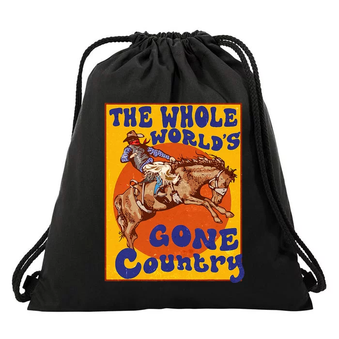 Western Rodeo Cowboy Horse Gone Country Drawstring Bag