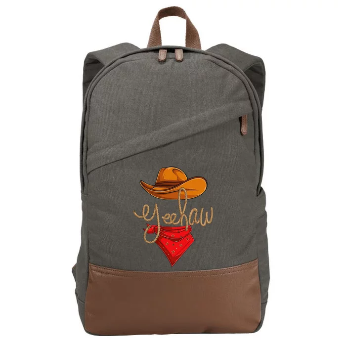 Western Rodeo Cowboy Cowgirl Country Hat Boots Horse Yeehaw Cotton Canvas Backpack