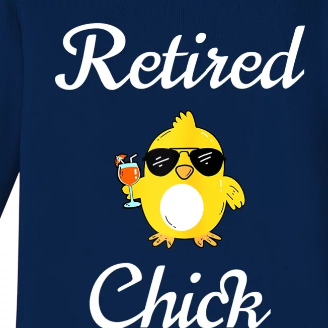 Womenss Retired Chick Funny Retirement Party Baby Long Sleeve Bodysuit