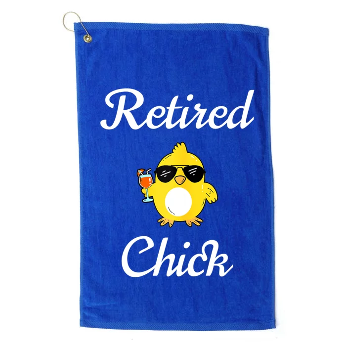 Womenss Retired Chick Funny Retirement Party Platinum Collection Golf Towel