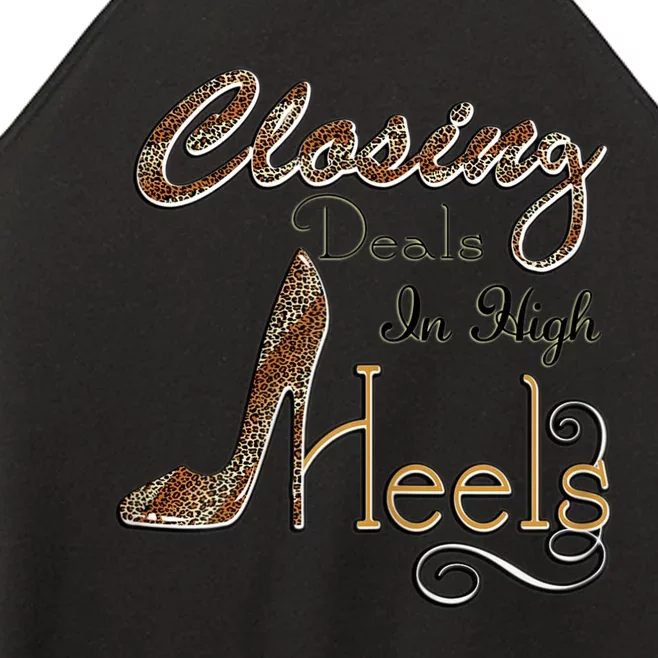 Womens Realtor Closing Deals In High Heels Funny Real Estate Agent Women’s Perfect Tri Rocker Tank