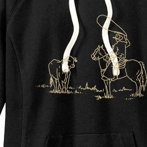 Western Rodeo Cowboy Roping Horse Riding Women's Fleece Hoodie