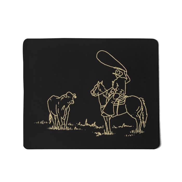 Western Rodeo Cowboy Roping Horse Riding Mousepad