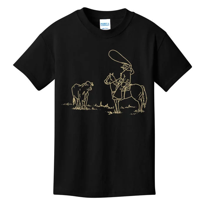 Western Rodeo Cowboy Roping Horse Riding Kids T-Shirt