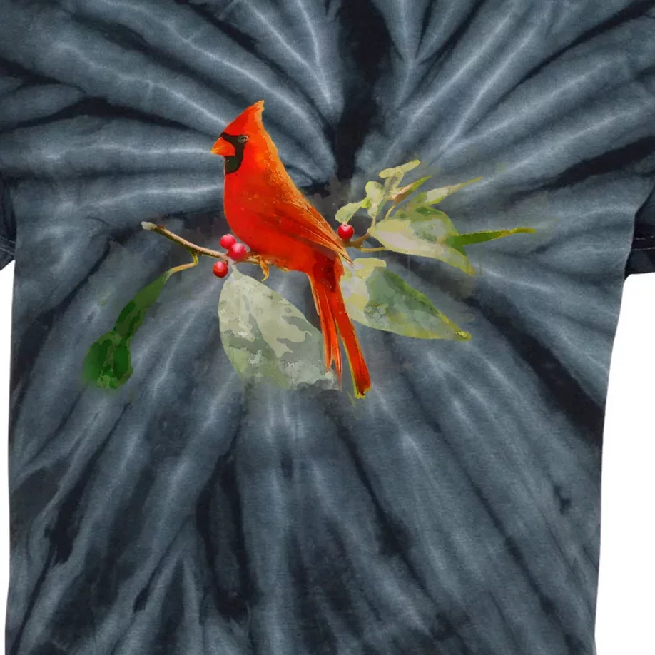 Wild Red Cardinal Bird Kids Tie-Dye T-Shirt