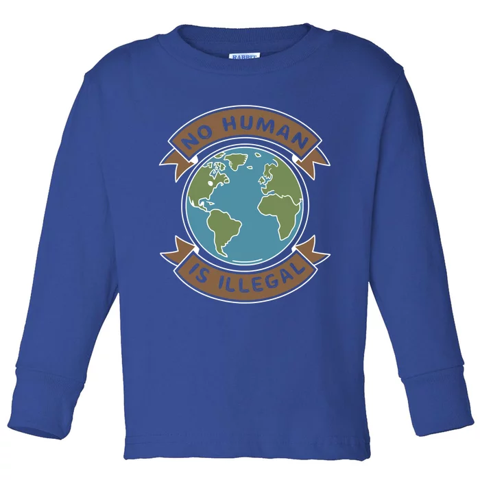 World Refugee Day No Hu Is Illegal Funny Gift Toddler Long Sleeve Shirt