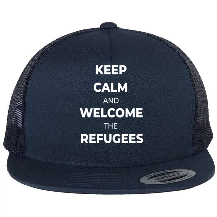 World Refugee Day Welcome Refugees Supportive Message Gift Flat Bill Trucker Hat