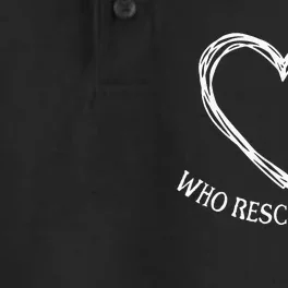 Who Rescued Dog Rescue Who Funny Paw Print Heart Dry Zone Grid Performance Polo