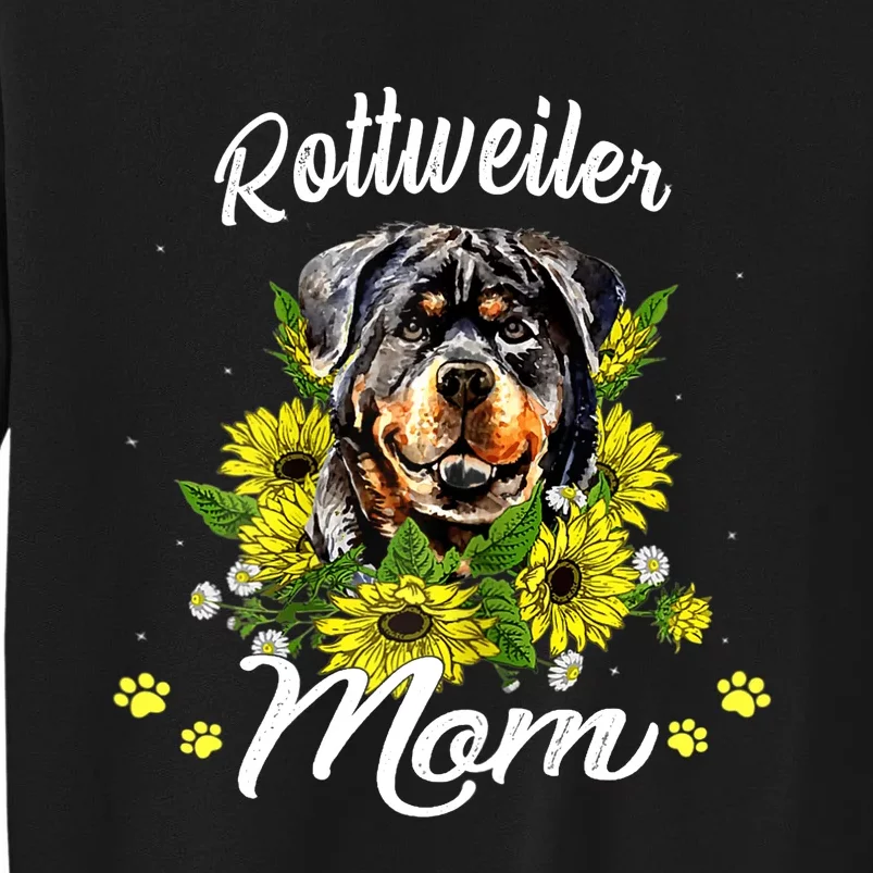 Wo Rottie Dog Mom Mother's Day Sunflower Rottweiler Mom Sweatshirt