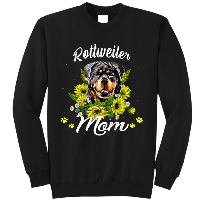 Wo Rottie Dog Mom Mother's Day Sunflower Rottweiler Mom Sweatshirt