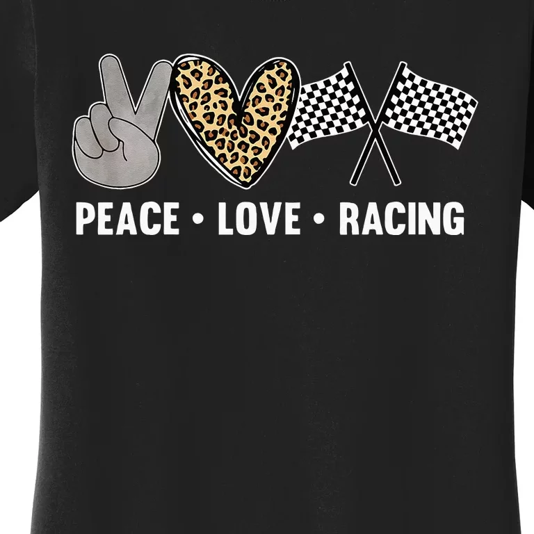 Womens Racing Design Kids Peace Love Racing Race Flag Women's T-Shirt