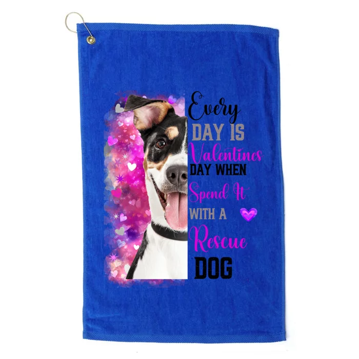 Wo Rescue Dog Dog Valentines Day Mom Dogs Funny Gift Platinum Collection Golf Towel