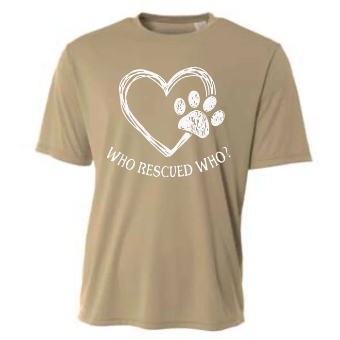 Who Rescued Dog Rescue Who Funny Paw Print Heart Cooling Performance Crew T-Shirt