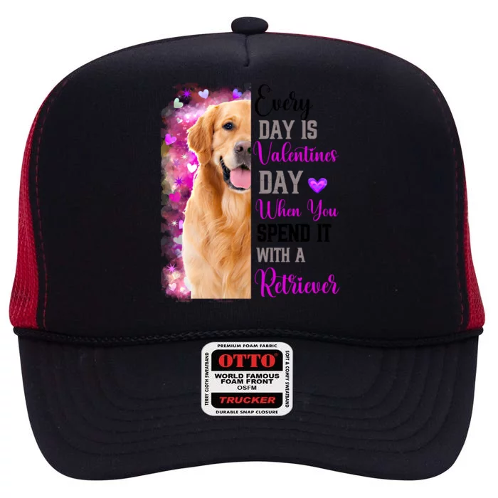 Wo Retriever Dog Valentines Day Mom Dogs Funny Gift High Crown Mesh Trucker Hat