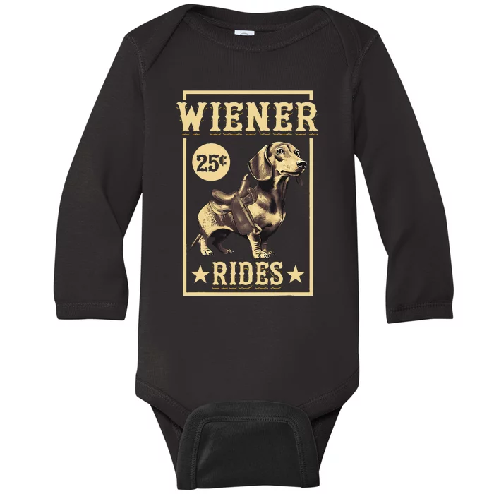 Wiener Rides Dachshund Lover Doxie Weiner Weenie Dog Owner Baby Long Sleeve Bodysuit