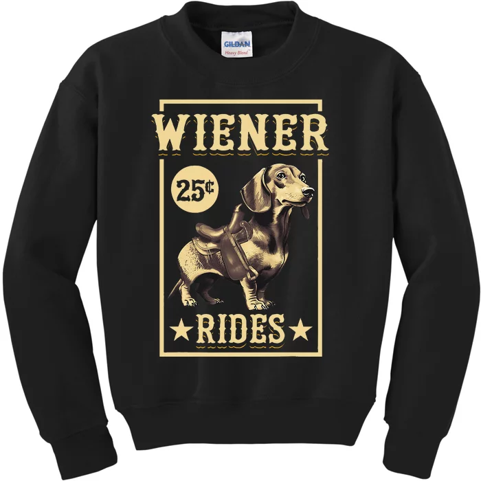 Wiener Rides Dachshund Lover Doxie Weiner Weenie Dog Owner Kids Sweatshirt