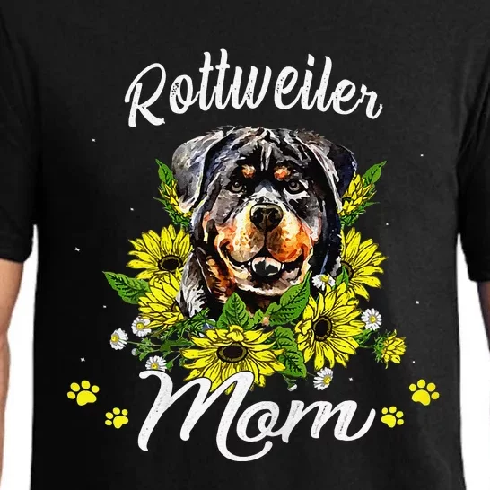 Womens Rottie Dog Mom Mother's Day Sunflower Rottweiler Mom Pajama Set