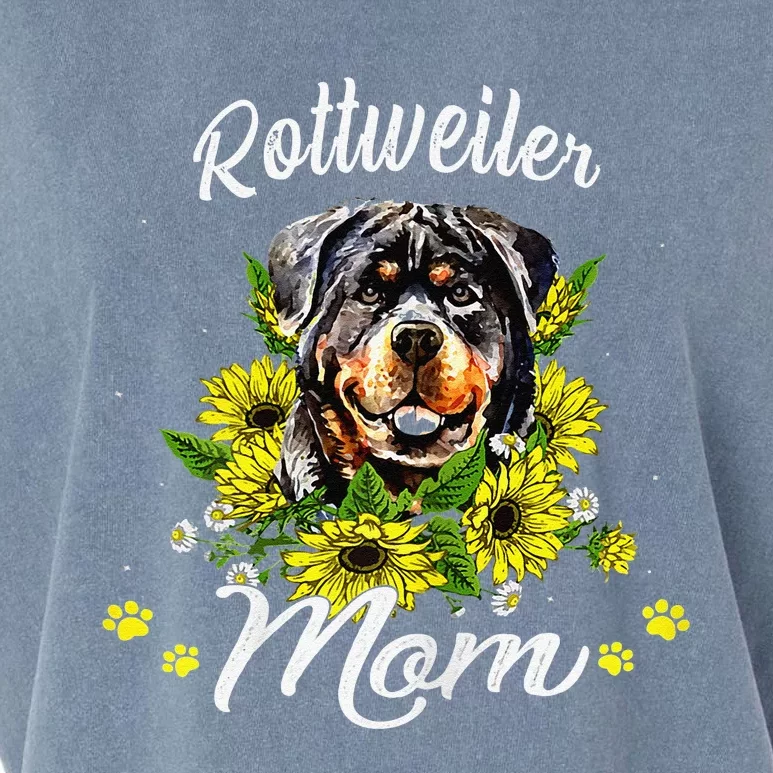 Womens Rottie Dog Mom Mother's Day Sunflower Rottweiler Mom Garment-Dyed Women's Muscle Tee