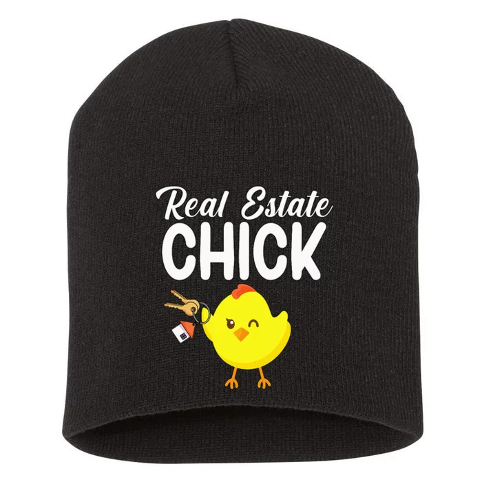 Womens Real Estate Chick Funny Realtor Short Acrylic Beanie