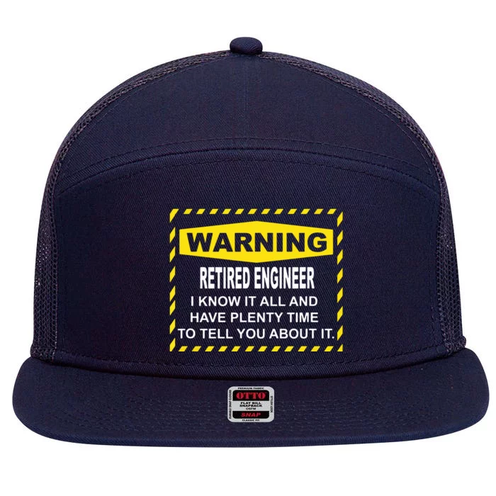 WARNING Retired Engineer 7 Panel Mesh Trucker Snapback Hat