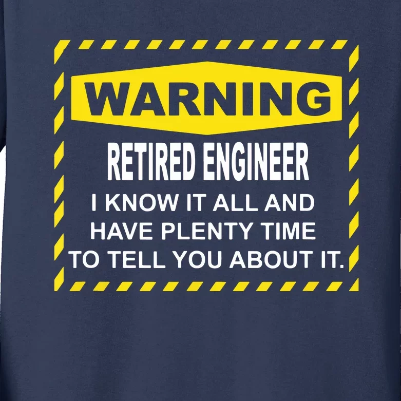 WARNING Retired Engineer Kids Long Sleeve Shirt