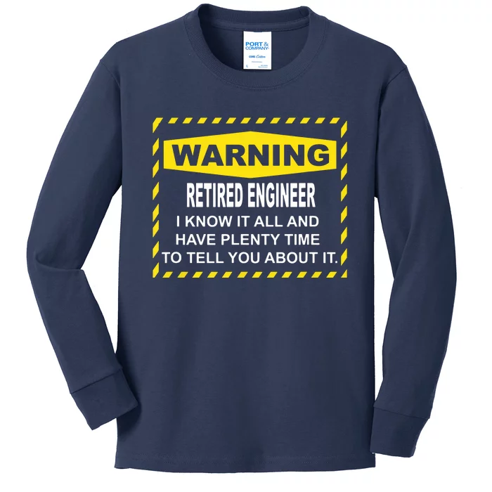 WARNING Retired Engineer Kids Long Sleeve Shirt